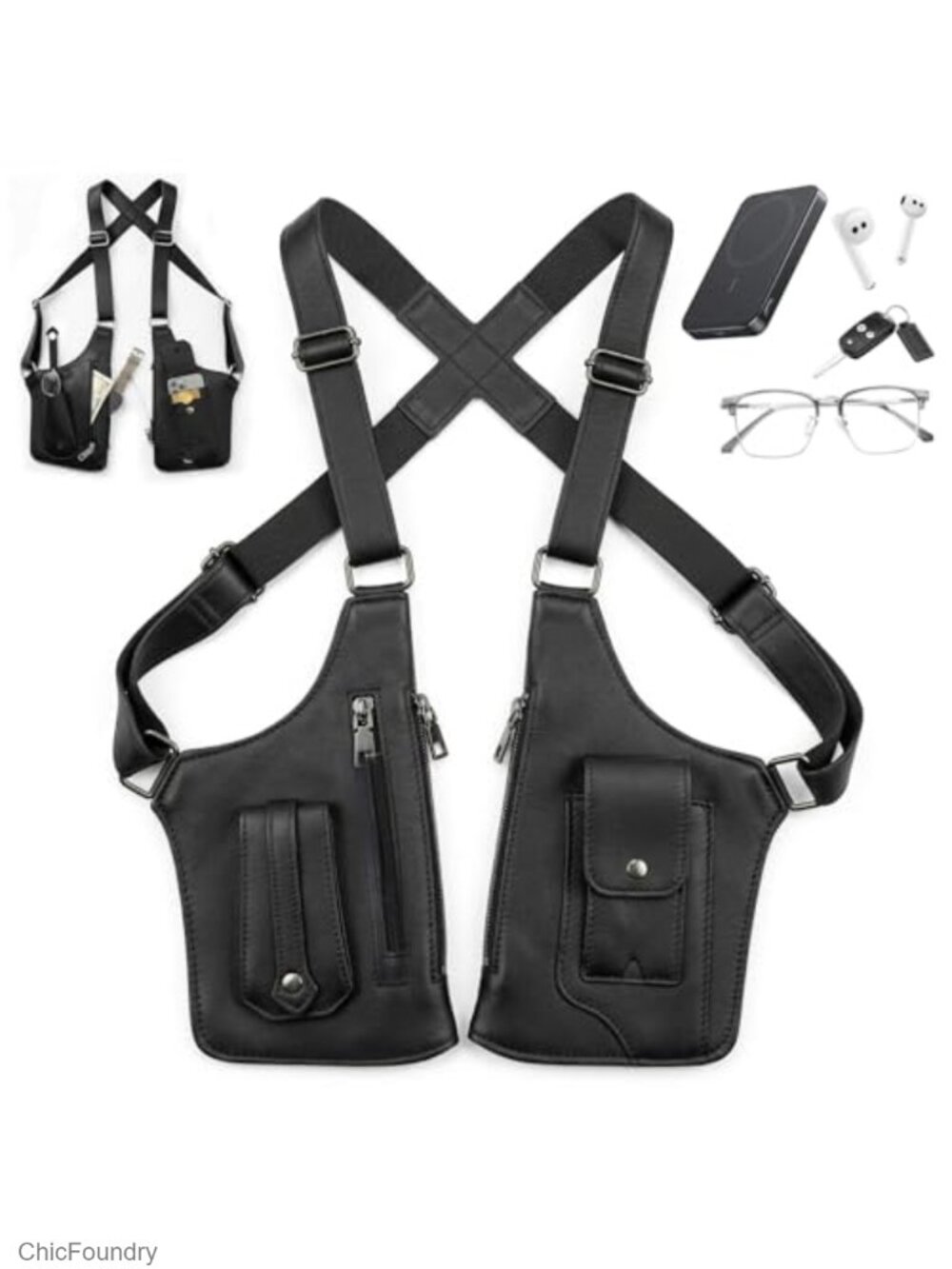 Genuine Leather Slim Concealable Crossbody Shoulder Bag Anti-Theft Travel